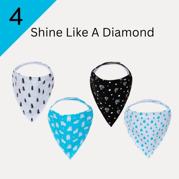 KaWaii Stylish Triangle Bandana Bib Scarfs for feeding teething drooling 4-Pack - Picture 3 of 9